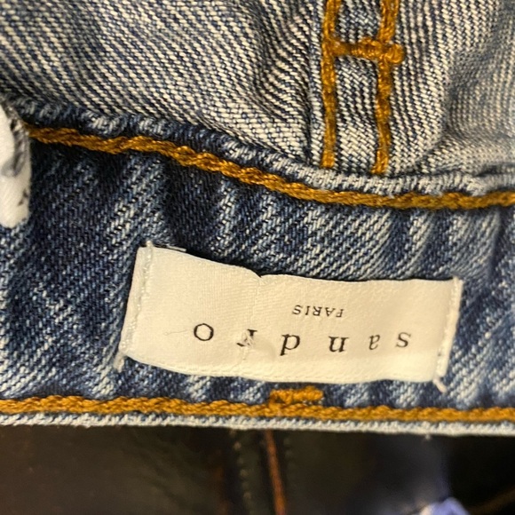 SANDRO Hortense Distressed Happening Jeans In Blue (J1) - Picture 5 of 10